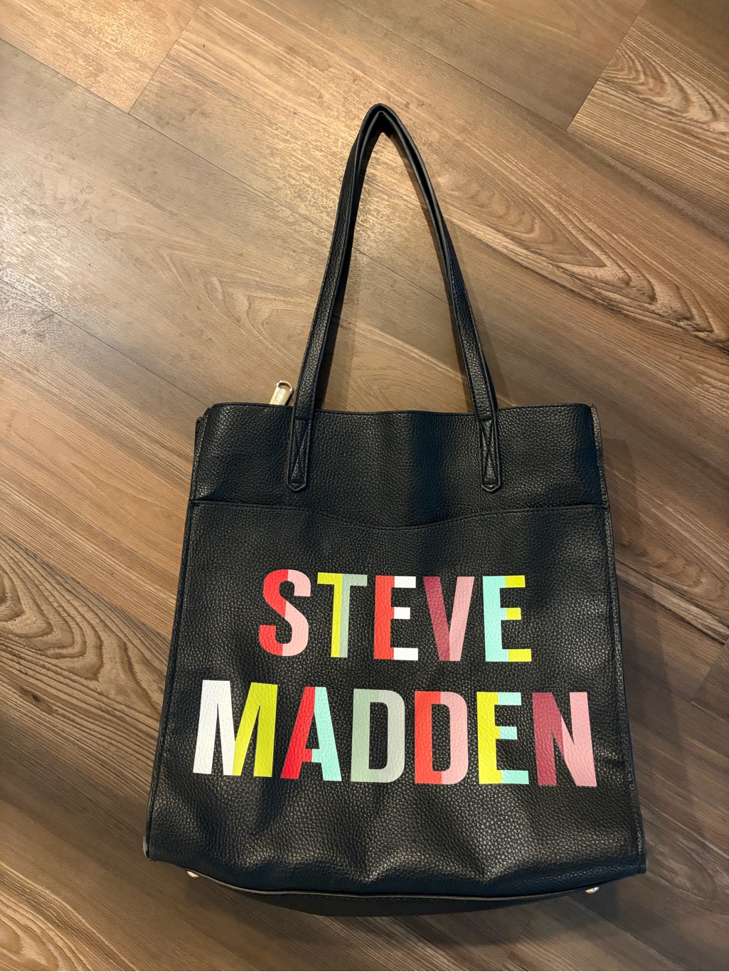 Steve Madden Black Tote With Multicolor Logo